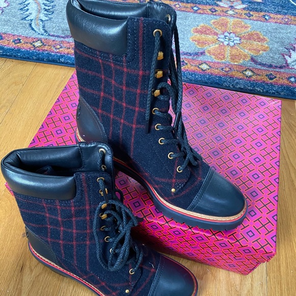 Tory Burch Blue Miller Lug Sole Bootie - Picture 2 of 11